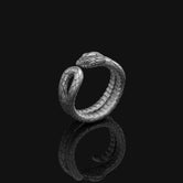 Silver Adjustable Snake Band Ring - Elegant Serpent Jewelry, Unique Adjustable Ring, Symbolic Gift for Her