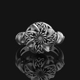 Silver Celtic Windflower Ring - Gardener's Gift, Elegant Floral Jewelry, Unique Nature-Inspired Ring