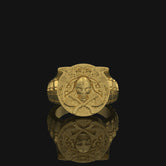 Silver Viking Ring - Axe and Helmet Jewelry, Norse Mythology, Unique Men's Ring, Warrior Symbol Gift