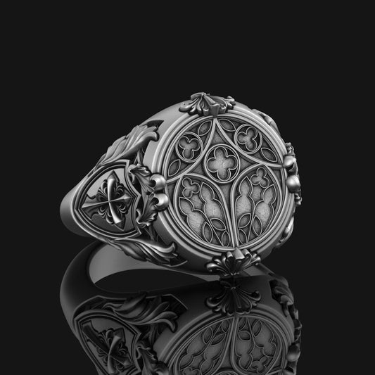 Silver Religious Cathedralic Symbol Ring - Christianity Jewelry, Elegant Faith Ring, Unique Religious Gift