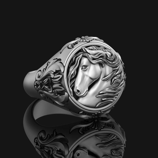 Silver Equestrian Ring - Elegant Horse Jewelry, Unique Gift for Horse Lovers, Stylish Equestrian Symbol