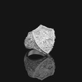 Silver Saint George Defeating Dragon Ring - Christian Jewelry, Heroic Faith Symbol, Unique Religious Gift