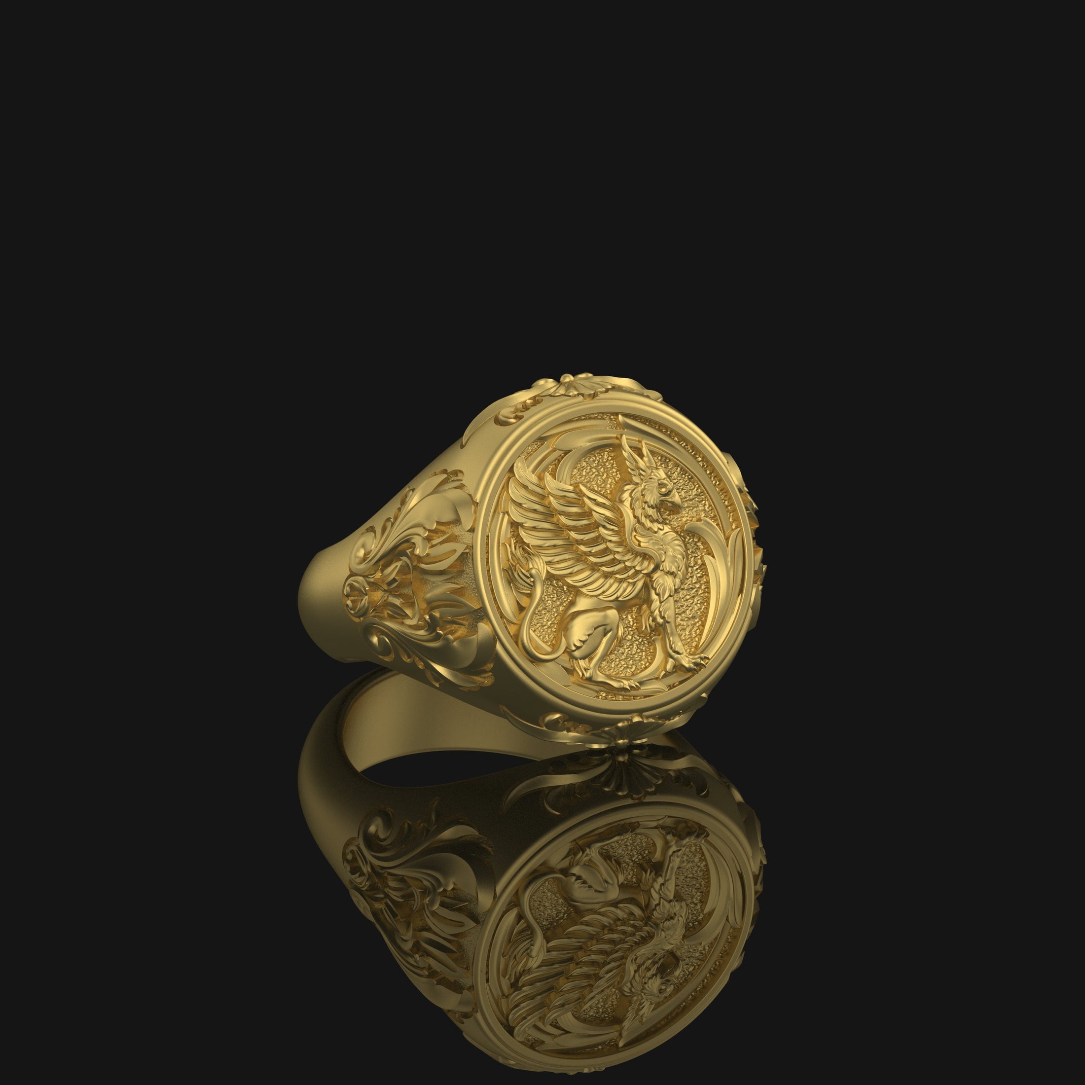 Silver Griffon Ring - Mythical Griffin Jewelry, Unique Gryphon Accessory, Elegant Fantasy Gift