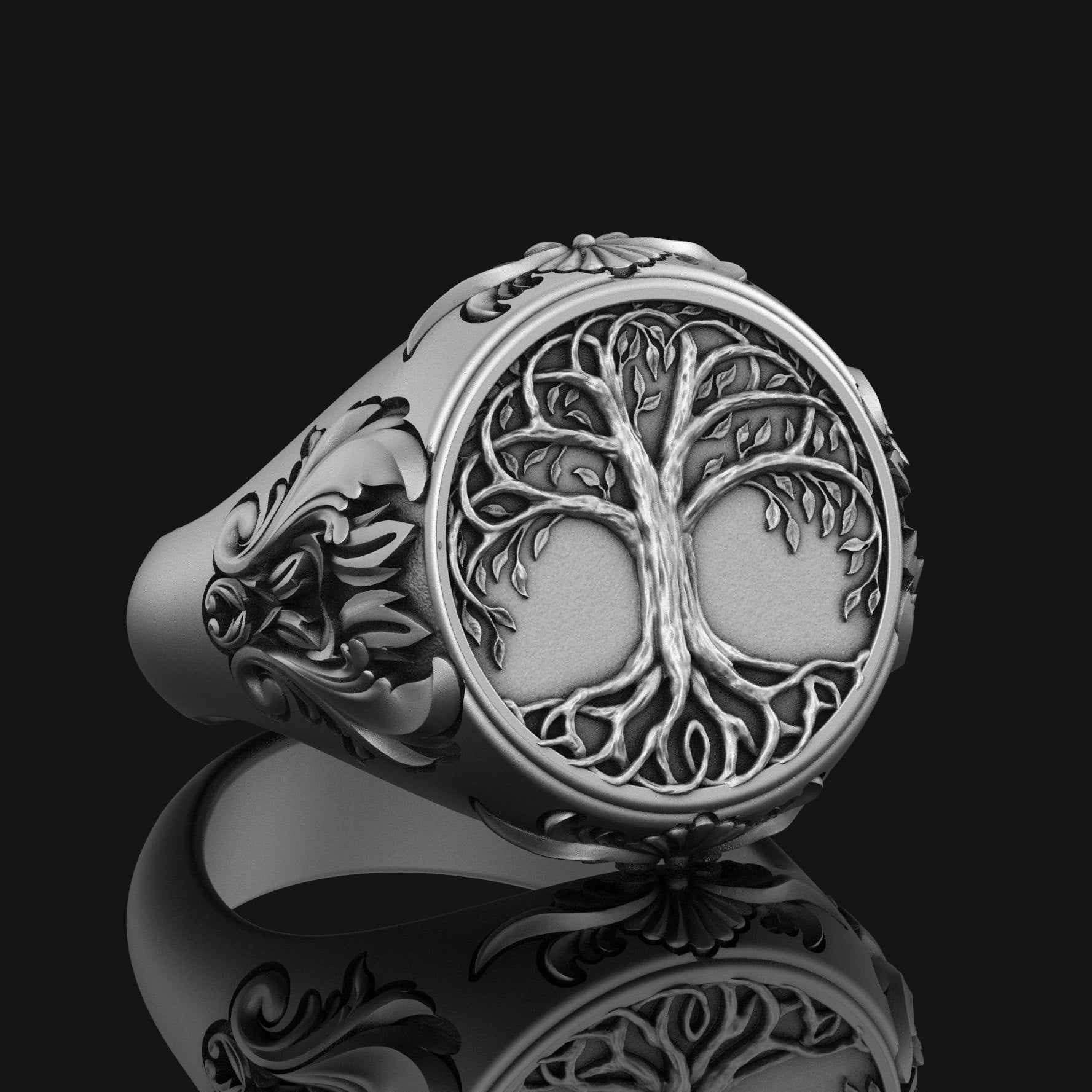 Silver Yggdrasil Ring - Celtic Tree of Life Symbol, Elegant Norse Jewelry, Unique Mythical Gift