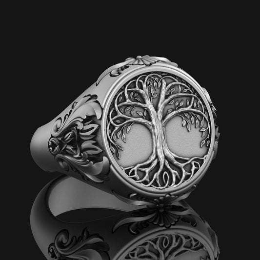 Silver Yggdrasil Ring - Celtic Tree of Life Symbol, Elegant Norse Jewelry, Unique Mythical Gift