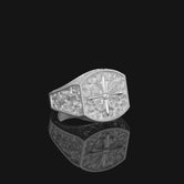 Silver Baroque Pattern Cross Ring - Christian Jewelry, Elegant Faith Symbol, Unique Religious Gift
