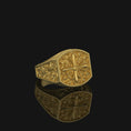 Load image into Gallery viewer, Silver Baroque Pattern Cross Ring - Christian Jewelry, Elegant Faith Symbol, Unique Religious Gift
