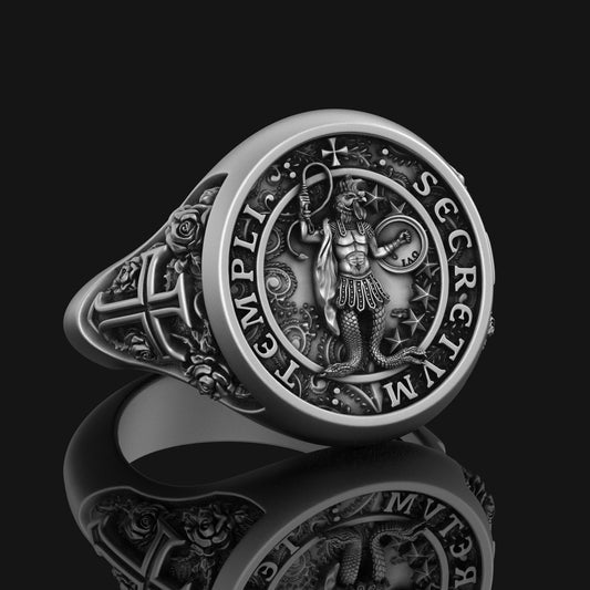 Silver Templars in America Ring - Secretum Templi, Sigilum Templi, Unique Historical Jewelry, Knights Templar Symbol