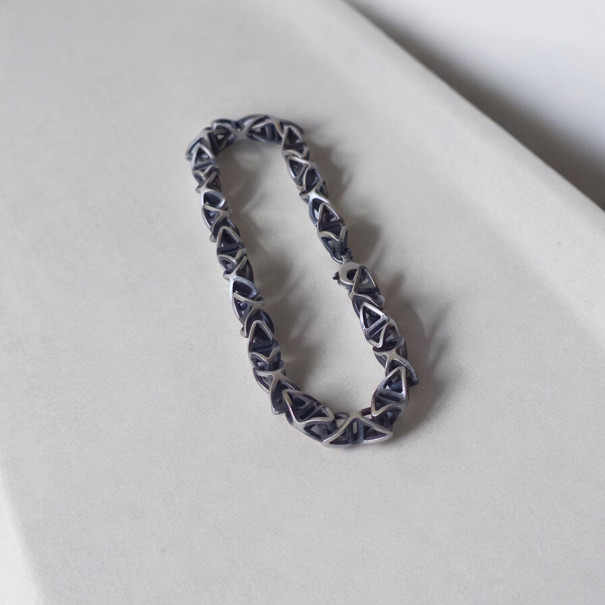 Silver Trigonal Bracelet - Men's Masculine Jewelry, Elegant Geometric Design, Unique Gift for Him