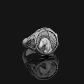 Silver Pegasus Ring - Mythical Horse Jewelry, Elegant Fantasy Ring, Unique Gift for Horse Lovers