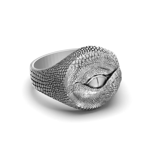 Silver Dragon Eye Ring - Gothic Jewelry, Unique Fantasy Ring, Edgy Men's Jewelry, Mystical Gift