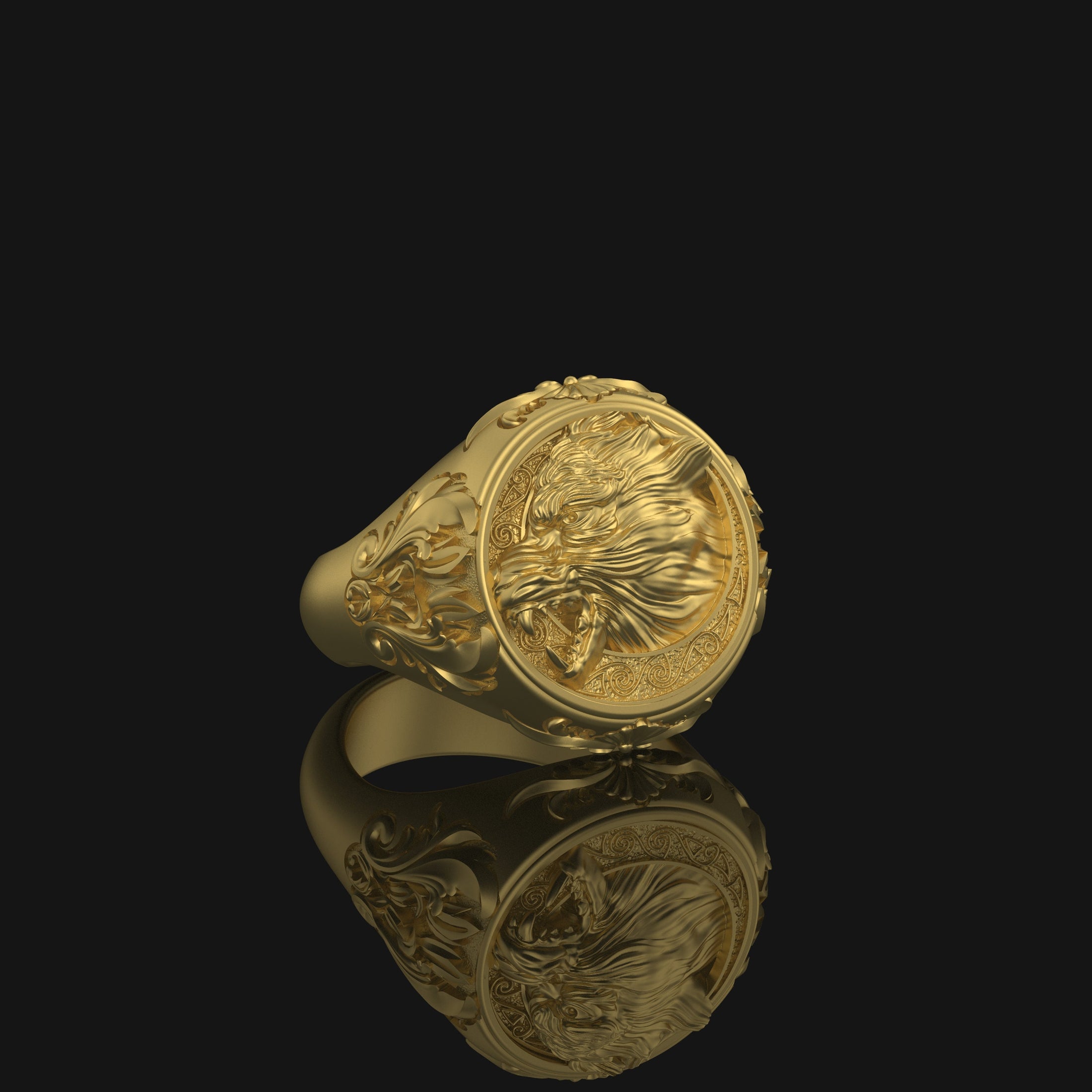 Silver Fenrir Wolf of the Moon Ring - Celtic Norse Mythology Jewelry, Unique Men's Ring, Viking Symbol Gift