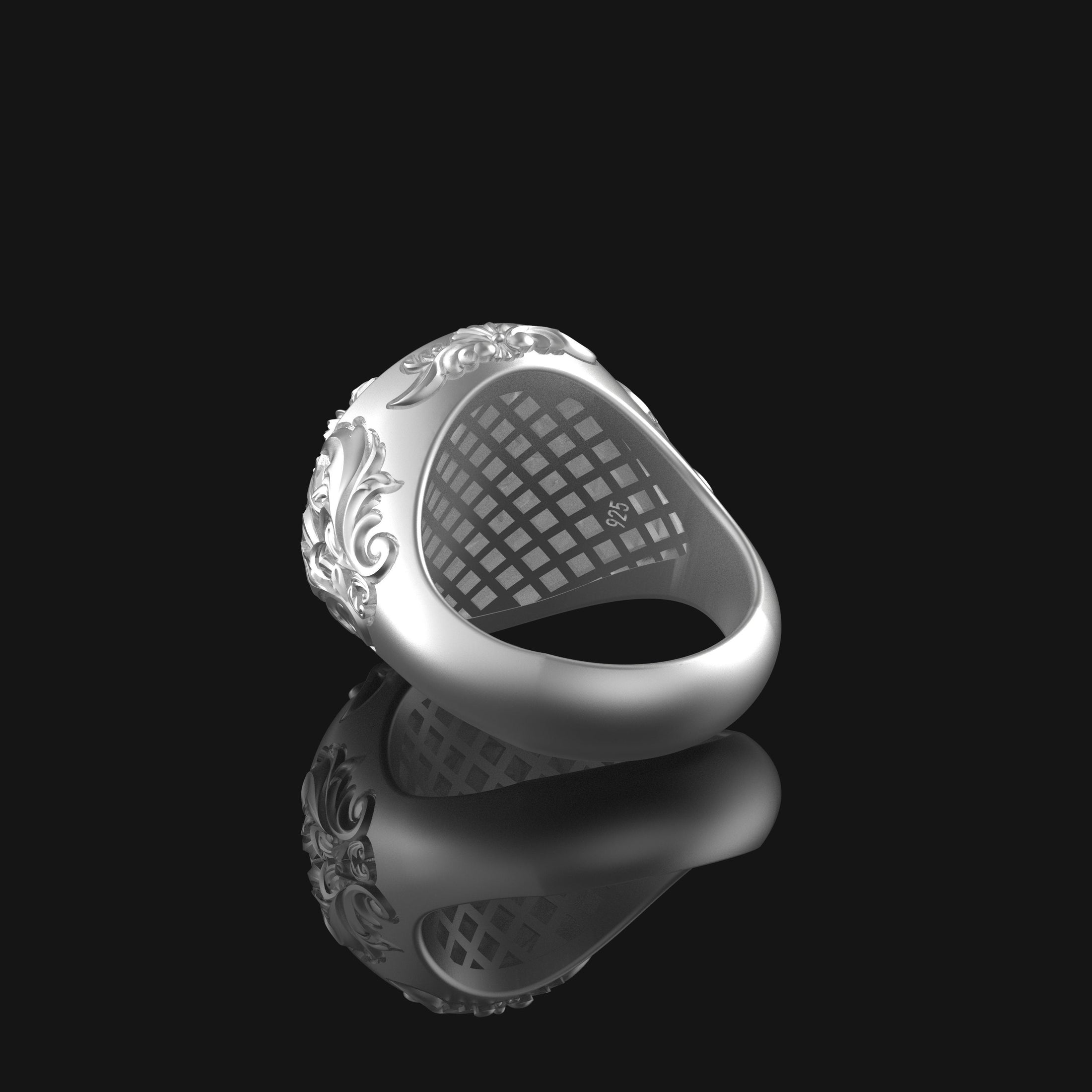 Silver Fenrir Wolf of the Moon Ring - Celtic Norse Mythology Jewelry, Unique Men's Ring, Viking Symbol Gift