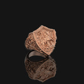 Silver Saint George Defeating Dragon Ring - Christian Jewelry, Heroic Faith Symbol, Unique Religious Gift