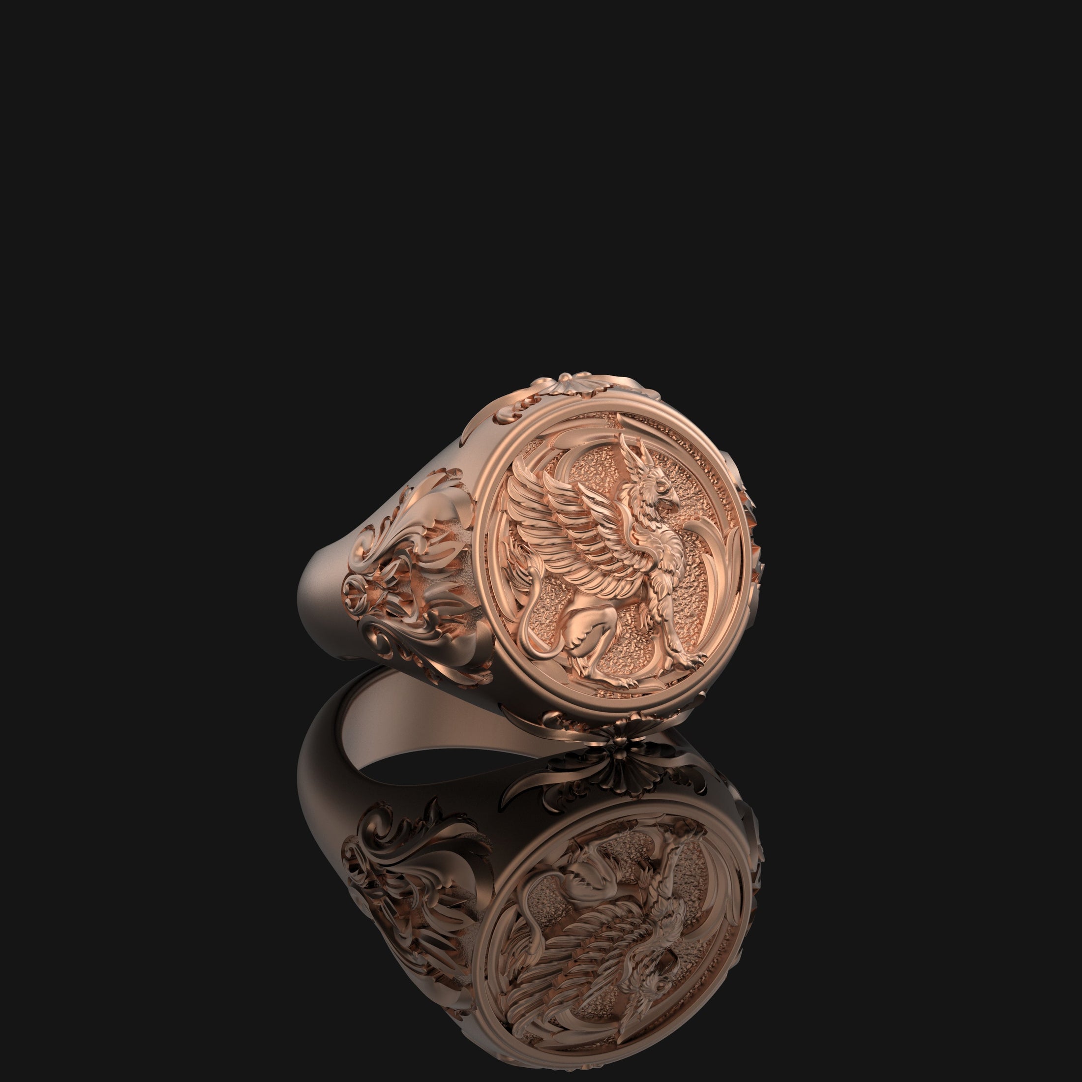 Silver Griffon Ring - Mythical Griffin Jewelry, Unique Gryphon Accessory, Elegant Fantasy Gift