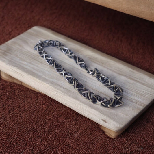 Silver Trigonal Bracelet - Men's Masculine Jewelry, Elegant Geometric Design, Unique Gift for Him