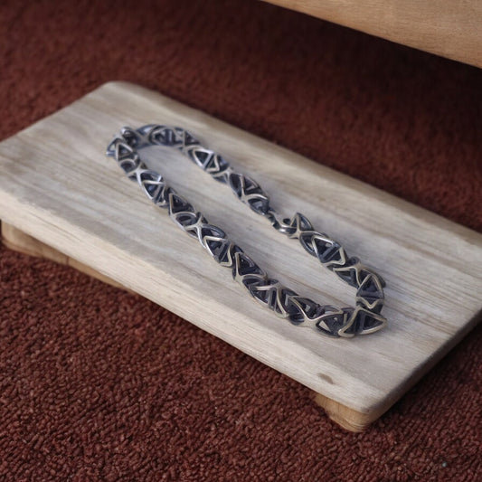 Silver Trigonal Bracelet - Men's Masculine Jewelry, Elegant Geometric Design, Unique Gift for Him