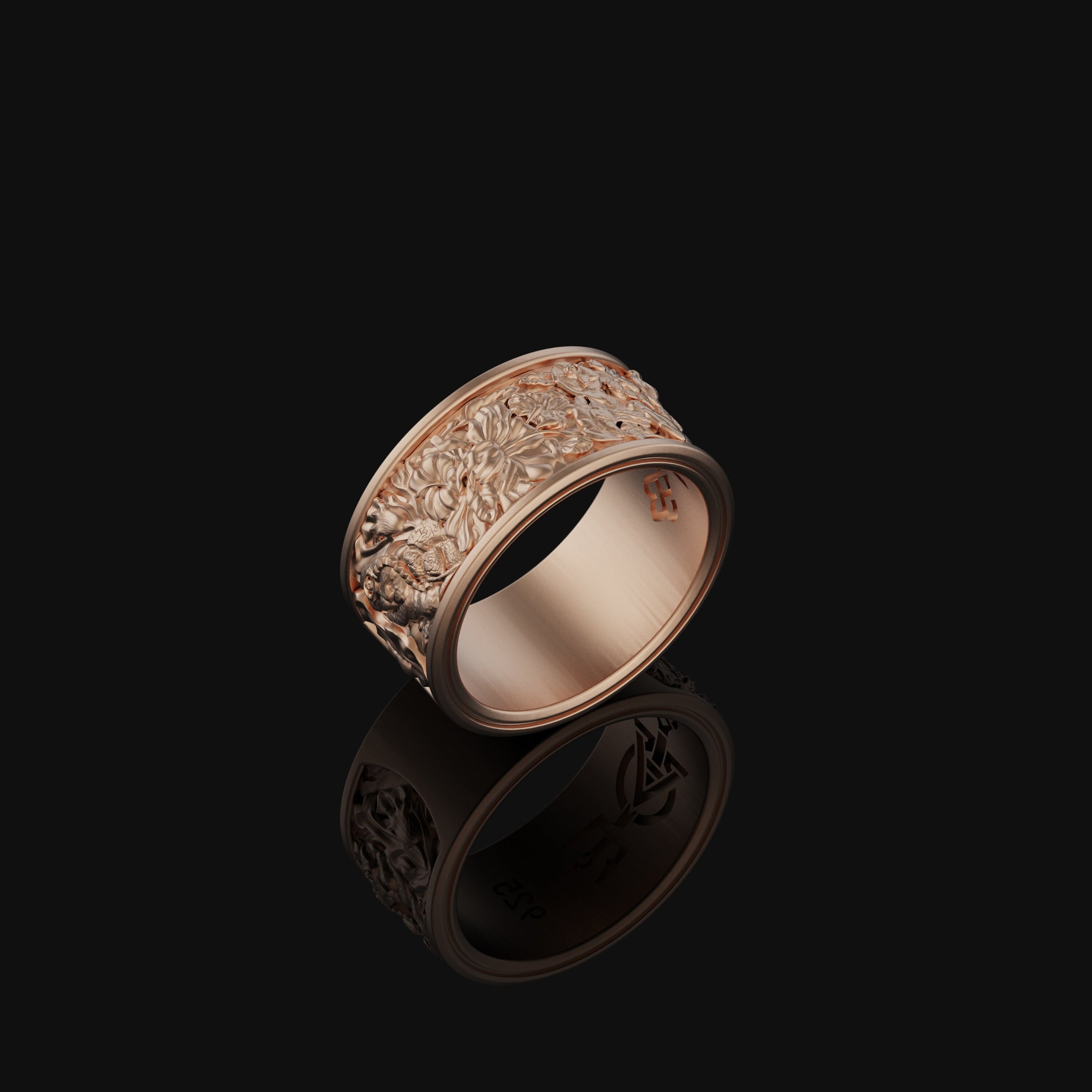 Sterling Silver Jungle Theme Band Ring - Nature-Inspired Jewelry, Unique Gift, Elegant Wildlife Ring