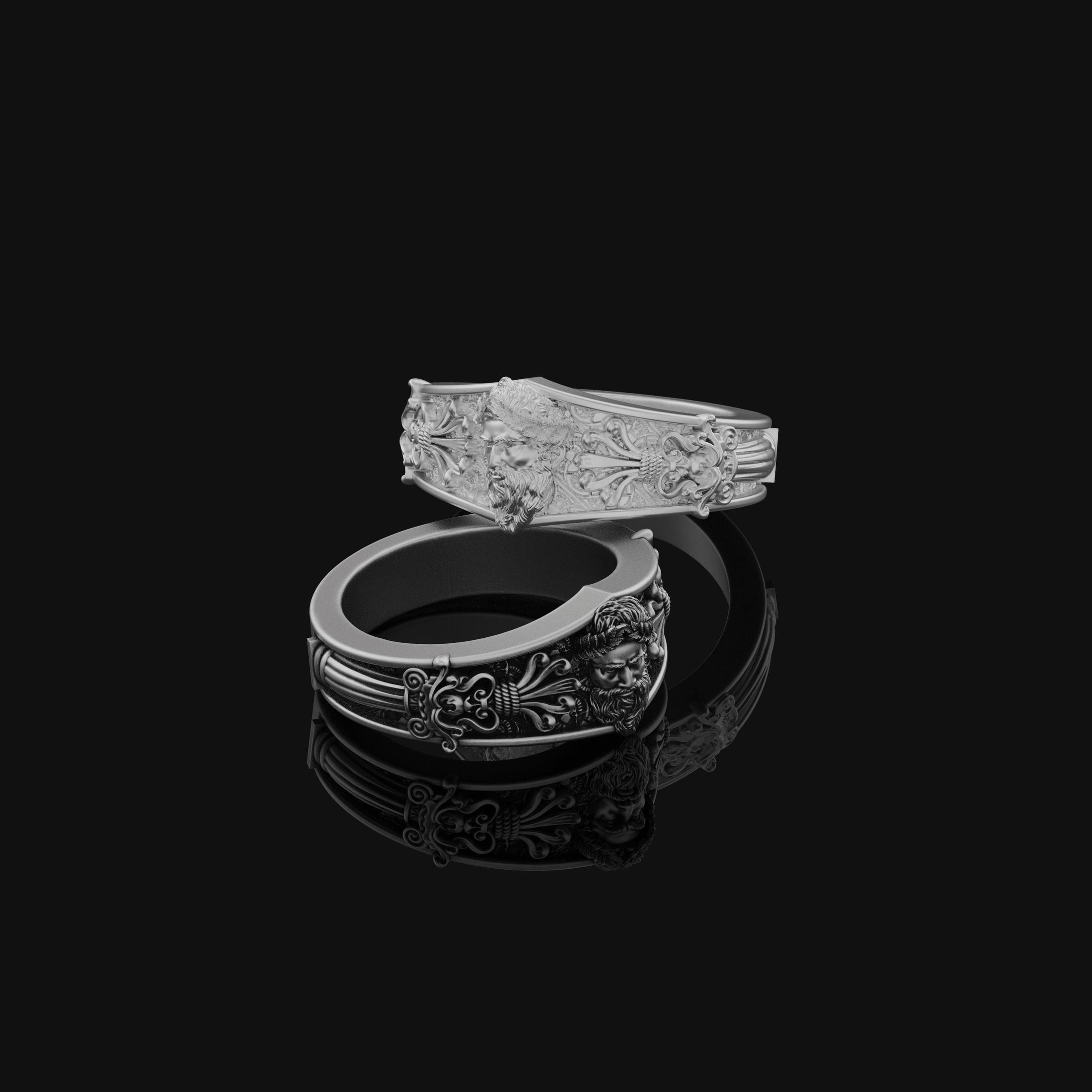 Sterling Silver Zeus Inscribed Band - Engravable Ring, Greek/Roman God of Thunder, Jupiter Jewelry
