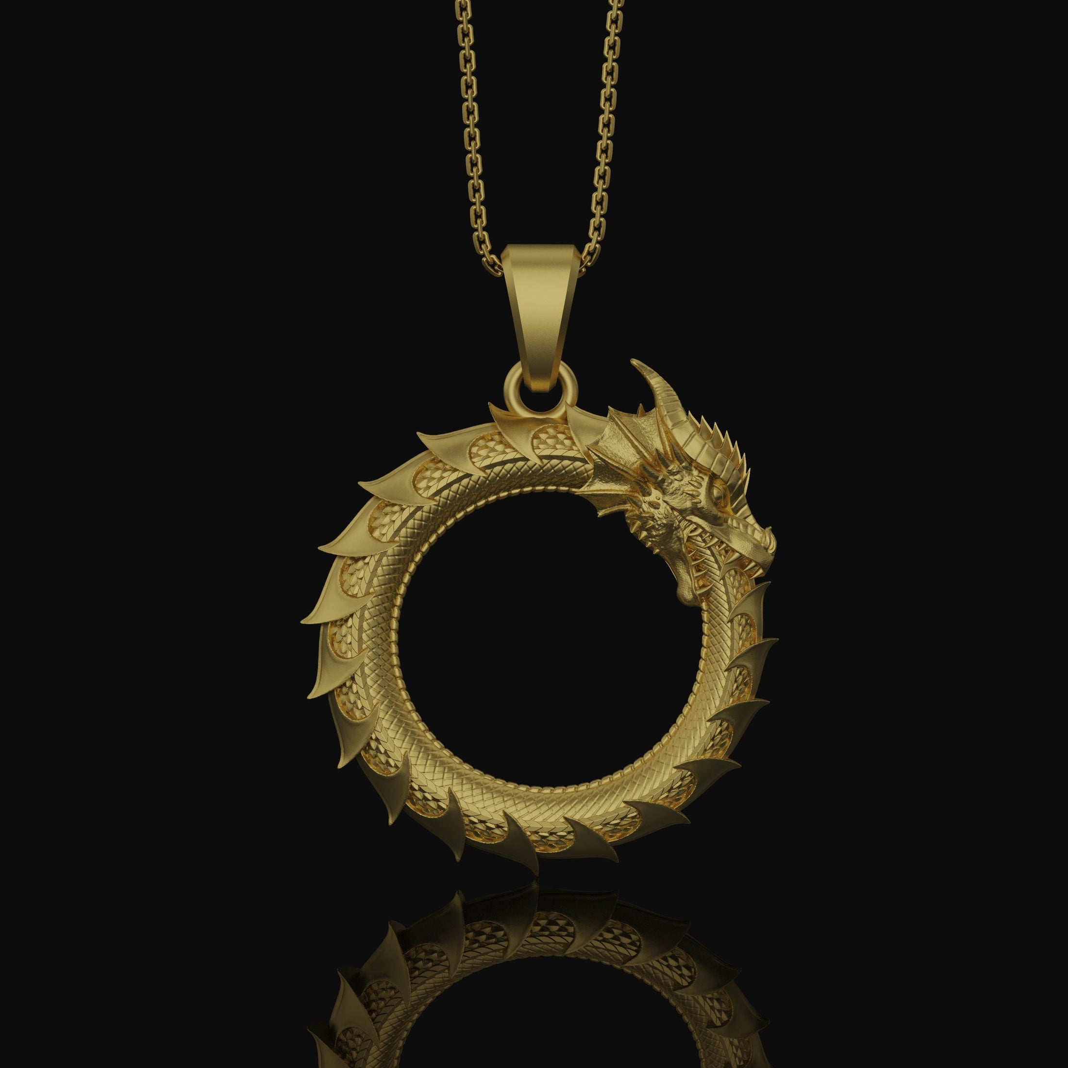 Silver Ouroboros Necklace - Dragon Jewelry, Tail-Devourer Symbol, Cosmic Eternity Birth and Death Gift