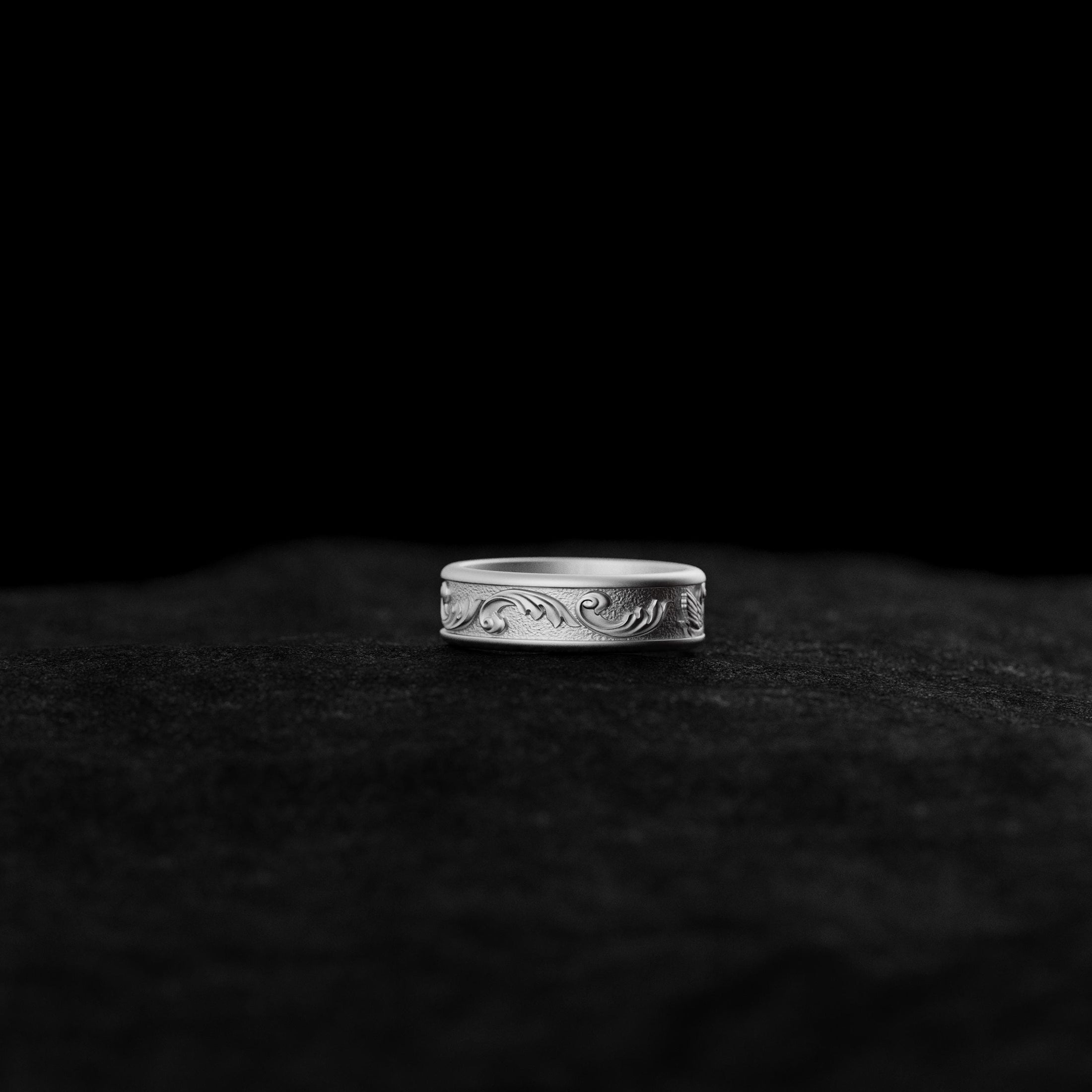 925 Silver Minimalist Floral Wedding Band - Engravable Ring, Elegant Nature-Inspired Design, Personalized Gift for Her or Him