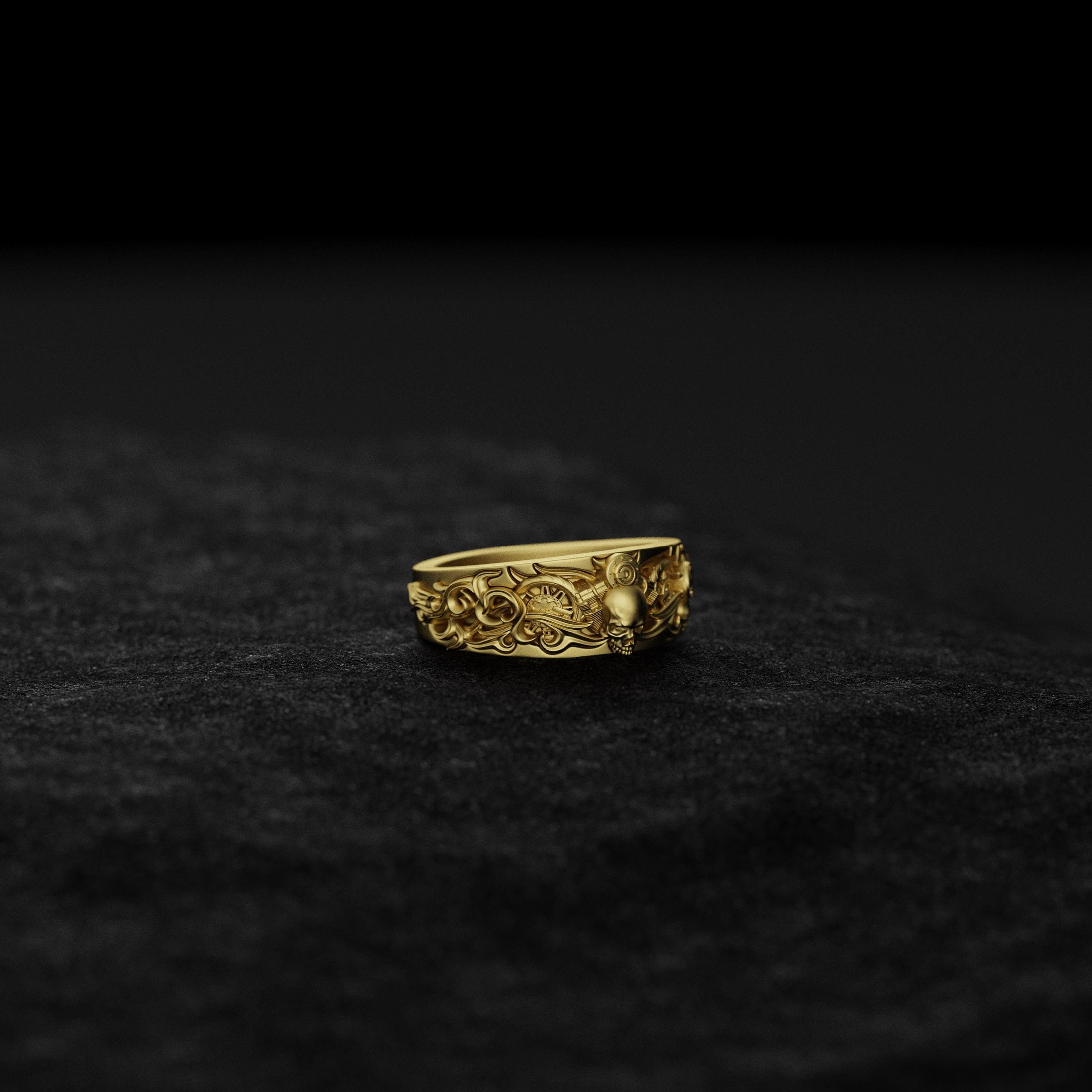 925 Silver Gothic Skull Wedding Band - Unique Skull Ring, Gothic Style Jewelry, Men's & Women's Alternative Wedding Band