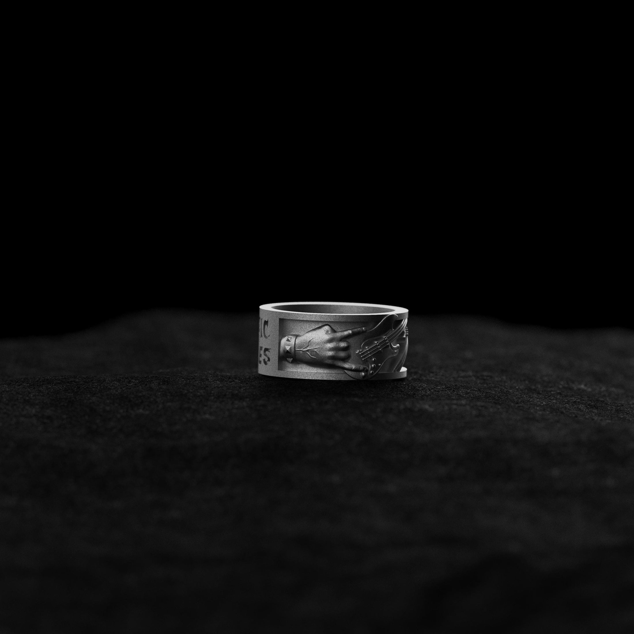 Silver 'Hard Rock Never Dies' Band - Rock Lover's Ring, Sterling Silver Rocking Ring, Unique Music Enthusiast Gift