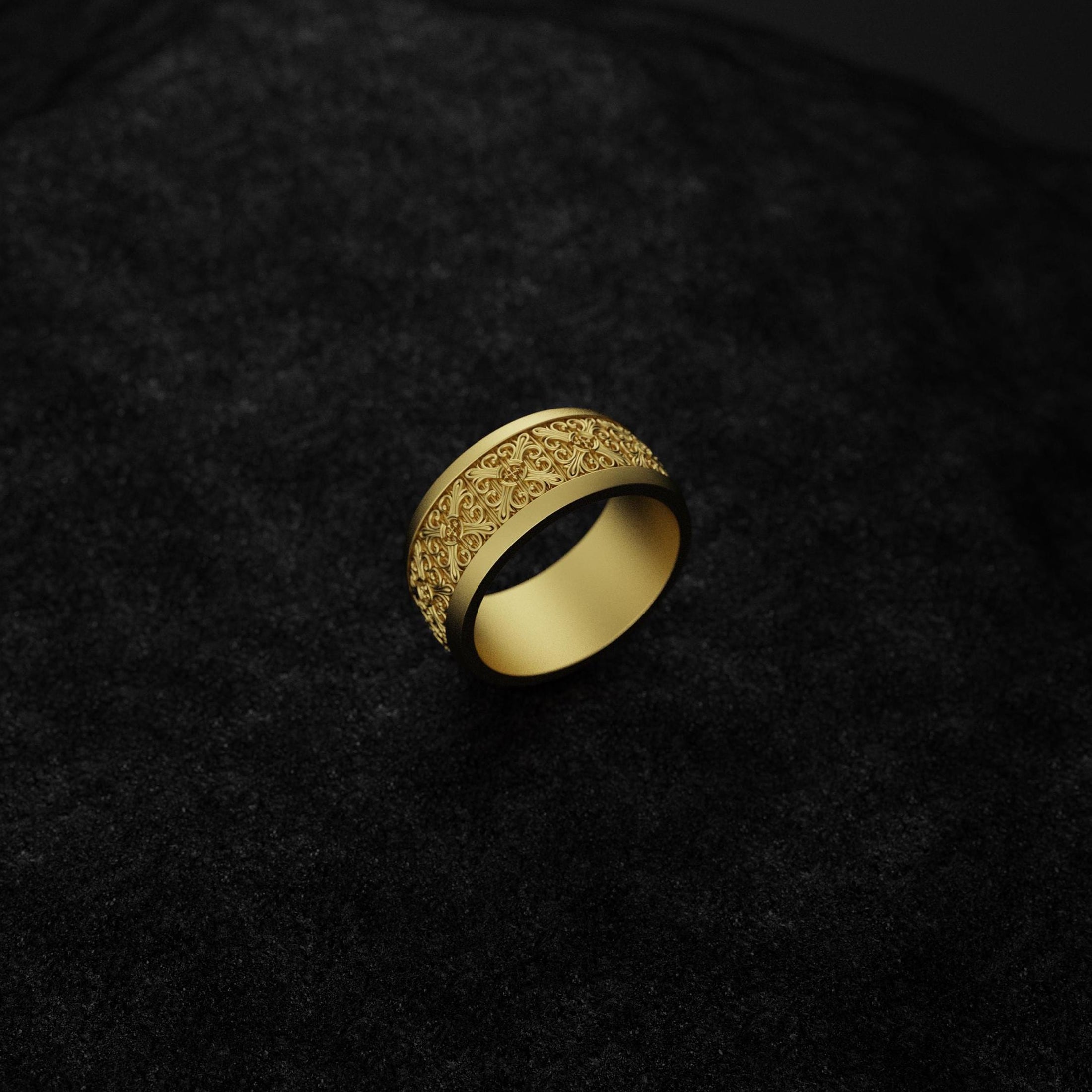 Silver Floral Art Nouveau Band Ring - Engravable Classic Wedding Band, Elegant Nature-Inspired Jewelry for Him & Her