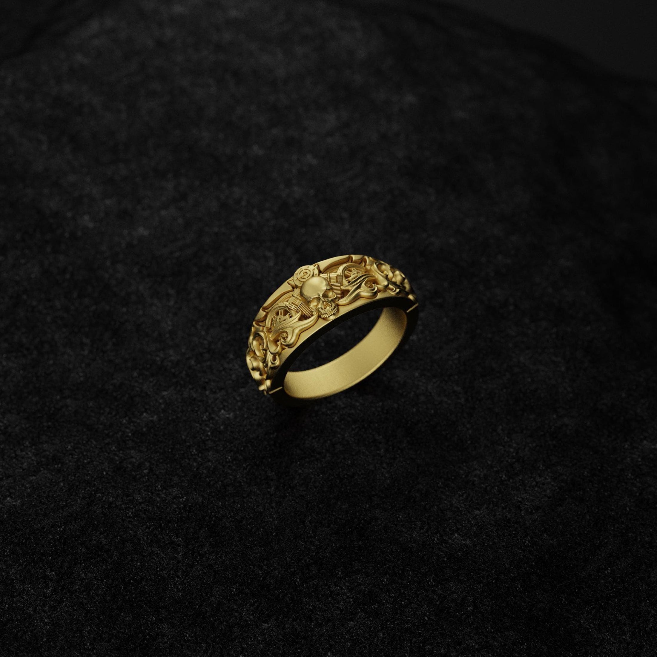 925 Silver Gothic Skull Wedding Band - Unique Skull Ring, Gothic Style Jewelry, Men's & Women's Alternative Wedding Band