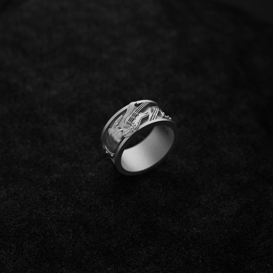 Silver 'Hard Rock Never Dies' Band - Rock Lover's Ring, Sterling Silver Rocking Ring, Unique Music Enthusiast Gift