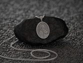 925 sterling silver St. Nicholas pendant, engravable devotional piece.