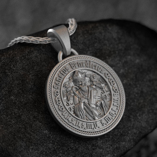 925 sterling silver Sanctus Benedictus medal, finely crafted.