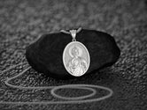 Rhodium plated St. Jude necklace with customizable engraving option