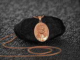 Rose gold plated Jesus Christ religious medal necklace for men women