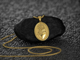 Gold plated Sacred Heart of Jesus religious medal necklace for gifting