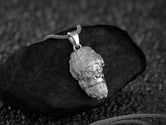 Rhodium plated beanie gorilla pendant necklace with silver chain