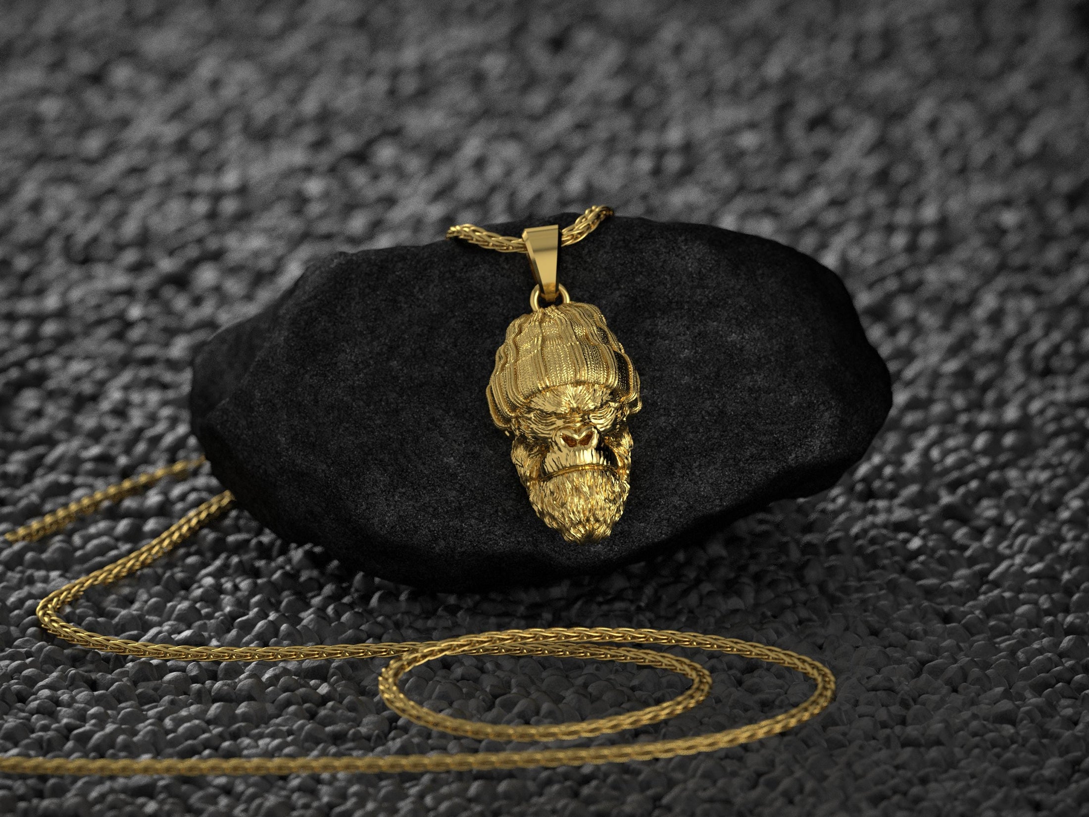 Gold plated gorilla head animal pendant necklace for men and women