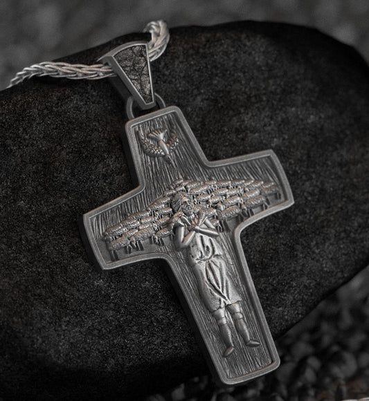 Pope Francis Cross Pendant – 925 Sterling Silver Shepherd Cross, Catholic Faith Jewelry, Religious Gift for Him or Her
