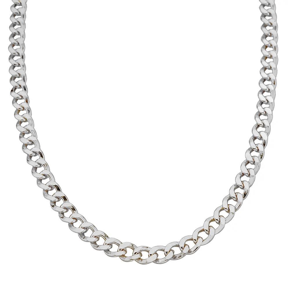 14K Gold Bevelled Gourmet Chain – 2.2mm, 3.8mm, 4.0mm, 4.75mm – Curb Link Chain for Men & Women – Solid Gold Necklace 18"-24"