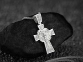 Rhodium plated Orthodox cross pendant with icons,
