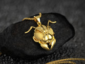 Gold-plated bee face pendant, warm and elegant.