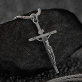 925 sterling silver crucifix pendant, detailed Jesus figure.
