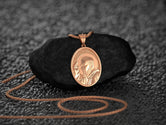 Rose gold plated Padre Pio religious medal necklace for gifting