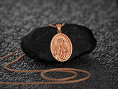 Rose gold plated Virgin Mary and Child sterling silver pendant necklace