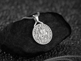 Rhodium plated Knights Templar Sigillum Militum Xpisti pendant necklace