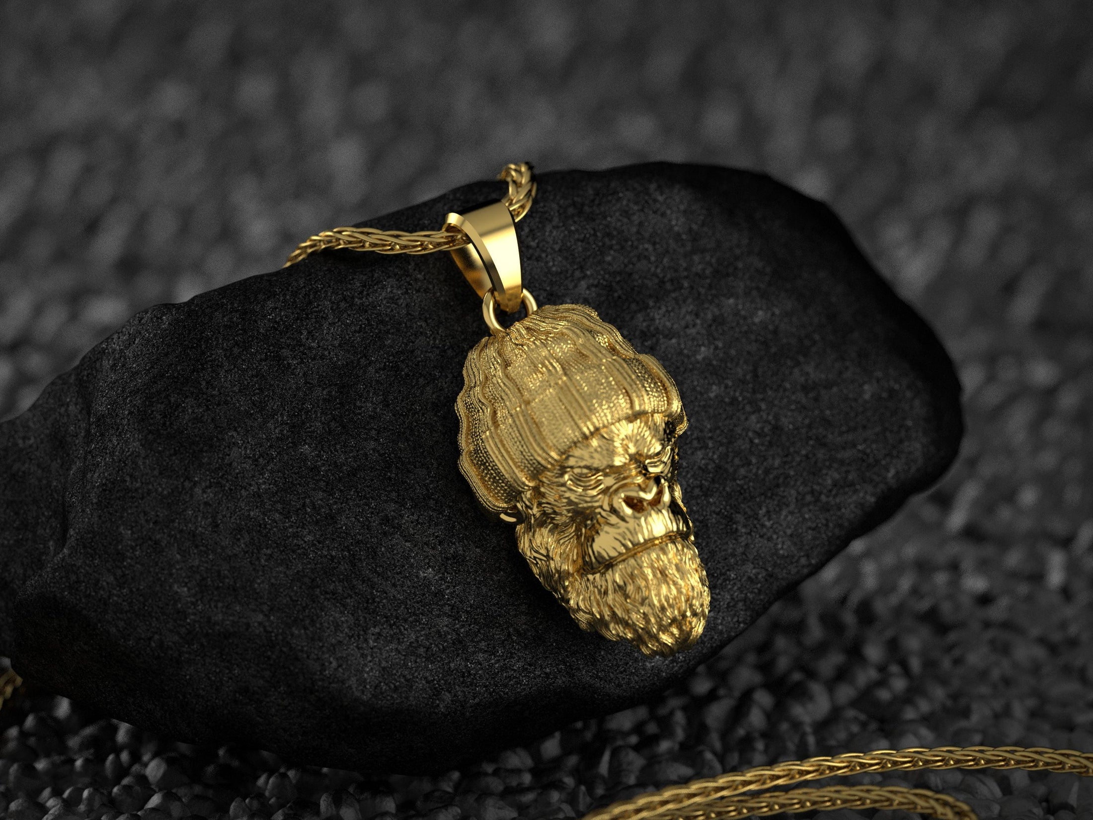 Gold plated gorilla head animal pendant necklace for men and women
