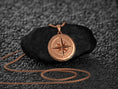 Bild in Galerie-Betrachter laden, Rose gold plated engraved compass pendant sterling silver necklace
