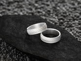 Geometric Weave Band Ring – Silver, Gold, or Rose Gold Finish – Modern Symbolic Men's Wedding Ring