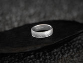 Bright silver Greek-inspired men’s ring with comfort fit