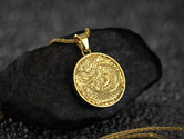 Oriental Dragon Medallion – 925 Silver Mythical Beast Necklace – Chinese Eastern Dragon Amulet Pendant